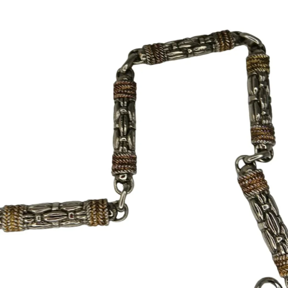 𝅺Vintage Metal Chain Barrel Weave Link Belt Gold Silver Tone